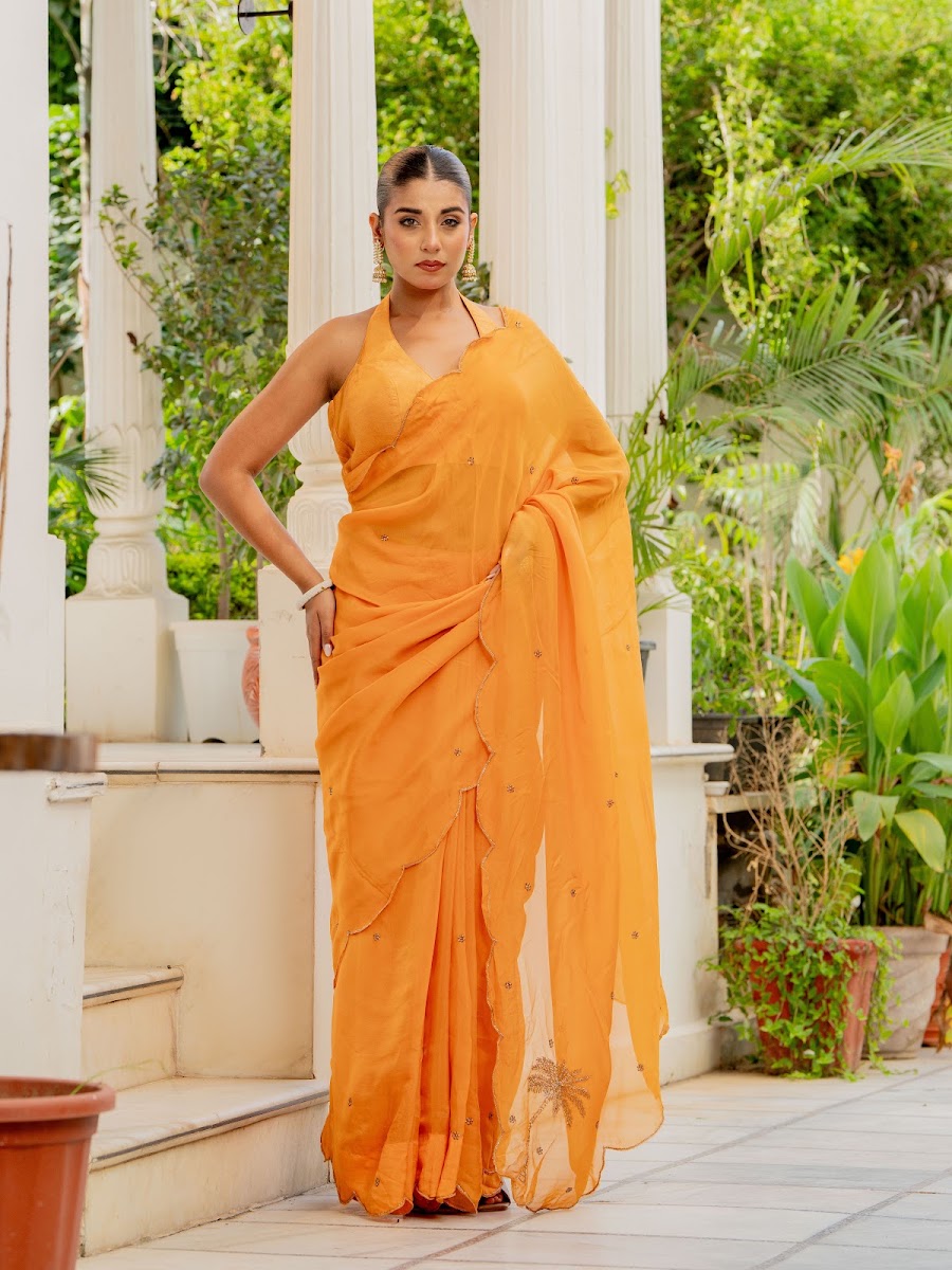 Dhoop Marigold Chiffon Saree