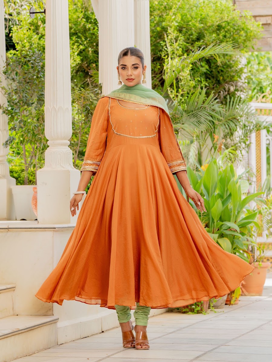 Madhuwala Marigold Chanderi Anarkali Set