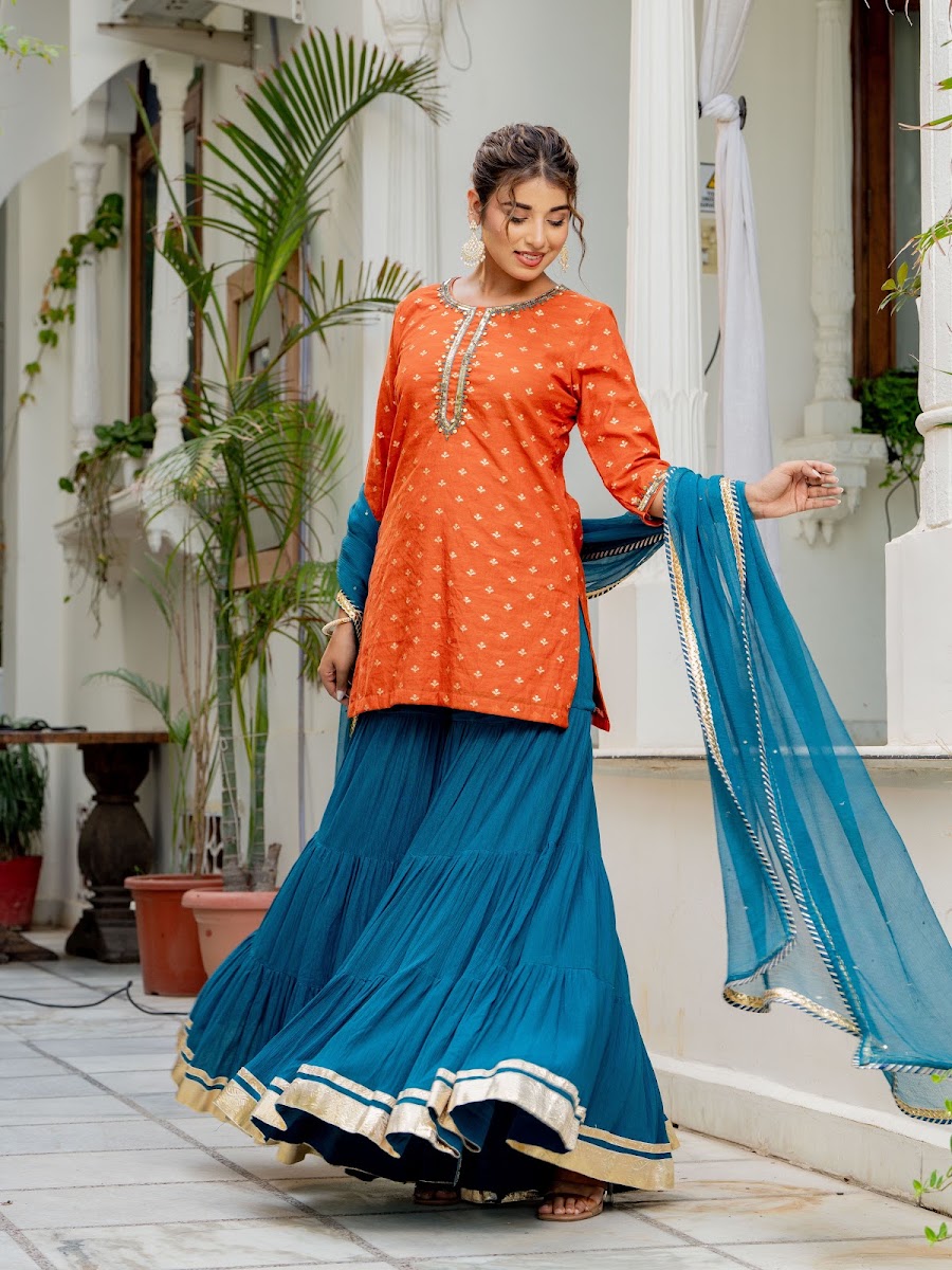Saanjh Rust Brocade Sharara Set alternate angle