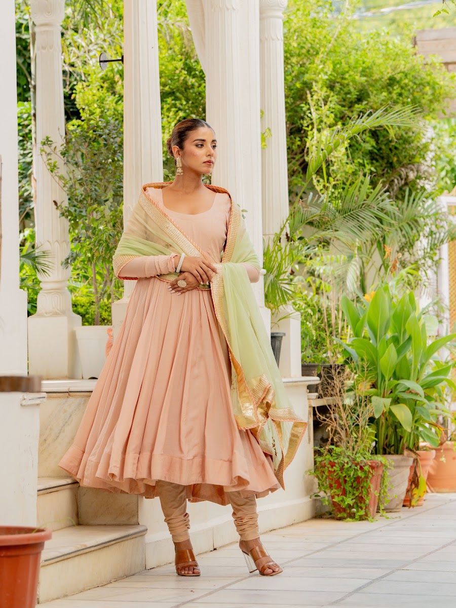 Sufiyana Blush Peach Maslin Anarkali Set