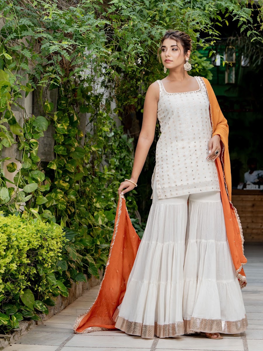Chandni Ivory Chanderi Sharara Set